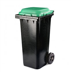 Бак для мусора 120л на колесах черно-зеленый (уп.1) М4603/М7495 г.Октябрьский