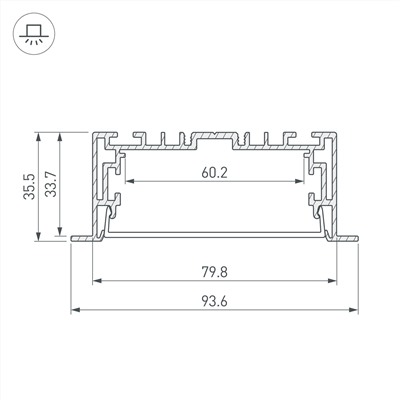 Профиль с экраном S2-LINIA94-F-2500 ANOD+OPAL (Arlight, Алюминий)