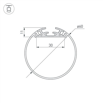 Профиль SL-ROUND-D60-2000 ANOD (Arlight, Алюминий)