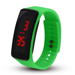 Часы наручные, электронные "Блик", ремешок силикон, циферблат 5 х 2 см, зеленые