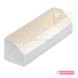 Коробка для макарон с прозрачной крышкой 19х5,5х5,5 см / белая