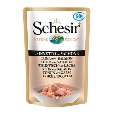 Schesir консервы для кошек тунец с лососем, пауч 50г