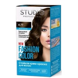 Акция !!! Студио "Fashion Color" Стойкая краска д/в тон 4.77 Тёмный шоколад 50/50/15мл.(6) / 95658