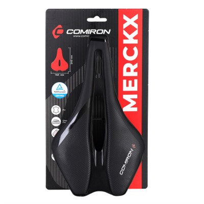 Седло велосипедное MTB хромолевое COMIRON MERCKX CM-01 240X140, Технологии: DW, ED, Верх: PU принтованный глянец/Цвет: Чёрный /уп 40/