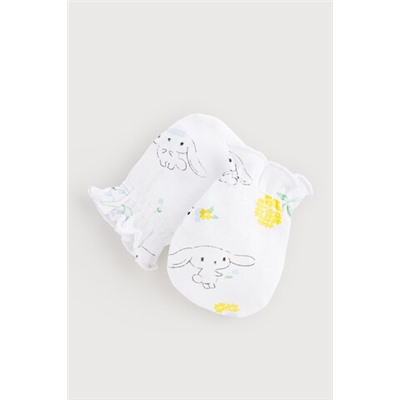 рукавички для новорожденных  К 8527/белые зайчики на белом