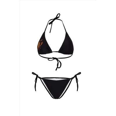 Купальник черный на завязках сексуальный купальник с вышивкой скорпион плавки бразилиана "Валлетта" Nothing But Love #818004