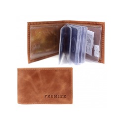 Кредитница Premier-V-119 (18 листов)  натуральная кожа коричневый пулл-ап (40)  204842