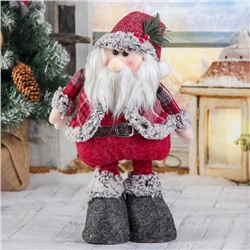Мягкая игрушка "Дед Мороз в шубке - длинные ножки" стоит, 17х56 см, серо-красный