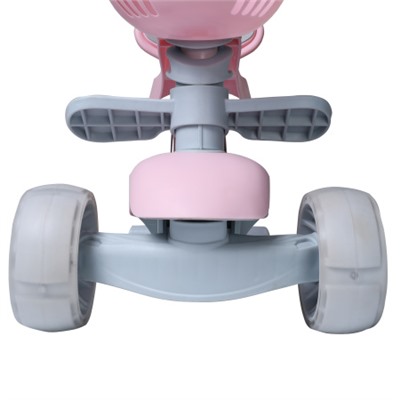 Самокат трёхколёсный  с сиденьем и родительской ручкой для детей от 2-х лет Yeenot 4110D светящиеся колёса PU 120x50 цвет нежно-розовый /уп 6/