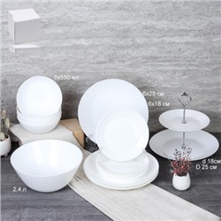 Столовый набор 20 предметов с вазой для фруктов Евро белый / 19PCS-100726095 (white) /уп 2/