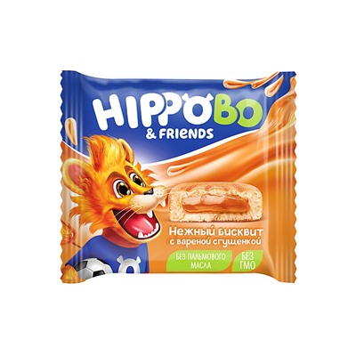 «HIPPO BONDI & FRIENDS», бисквитное пирожное с вареной сгущенкой, 32 г (упаковка 12 шт.)