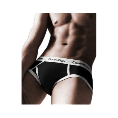 Брифы Calvin Klein 365 черные с белой резинкой A079