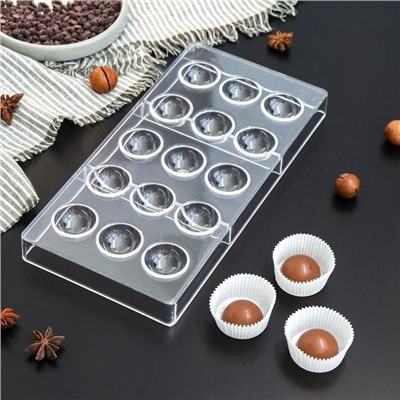 Форма для конфет и шоколада KONFINETTA «Полусфера», 28×14 см, 15 ячеек, цвет прозрачный