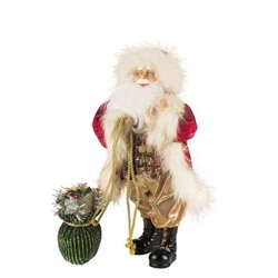 Дед Мороз 32см в красной шубе, с зеленым мешком (МТ-121691-32)