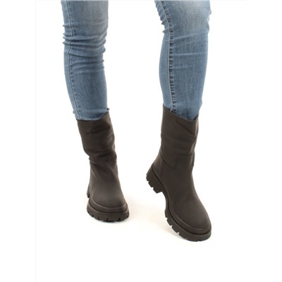 04-C186M BLACK Ботинки зимние женские (натуральная кожа (нубук) натуральный мех)
