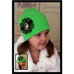 Зеленая шапка с бантом Изумруд