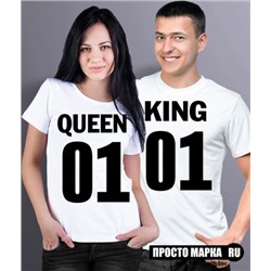 SALE 6.125 - Одна из парных футболок (мужская) KING & Queen, модель унисекс, размер XL / 6PrM