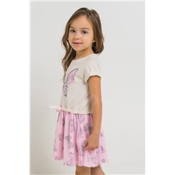 Платье  для девочки  К 5659/св.бежевый меланж,нежно-розовый