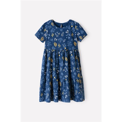 Платье  для девочки  КР 5771/лунный океан,нежные веточки к347