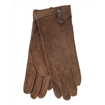 Элегантные демисезонные перчатки из замши, цвет коричневый