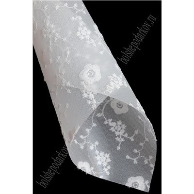 Пленка ПВХ с вышивкой "Цветочки" А4 (5 листов) SF-6056, белый №7