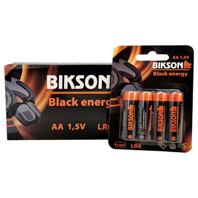 Батарейка BIKSON Black Energy LR6-4BL,1,5V, АА, 4шт, блистер, арт.BN0540-LR6-4BL (цена за 1 шт.)