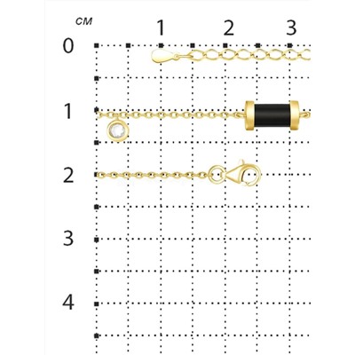 Браслет из золочёного серебра с чёрной керамикой и фианитом 925 пробы TC-B01649-B-L-W-X-X