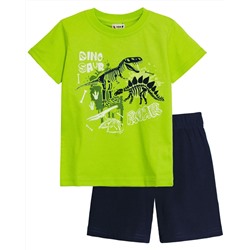 Комплект для мальчика (футболка-шорты)  4291  салатовый/т.синий