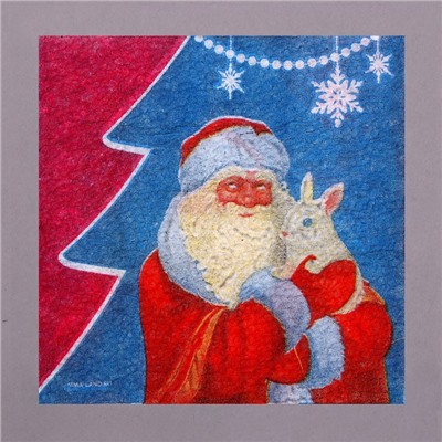 Салфетки бумажные однослойные «Дед Мороз», 24 × 24 см, в наборе 100 шт.