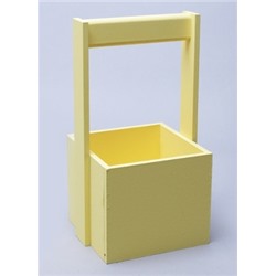 Ящик деревянный с ручкой №3 12,5х12,5х10 h23см желтый