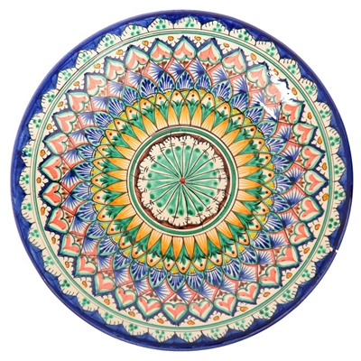 Тарелка Риштанская Керамика "Узоры",  27 см, синий