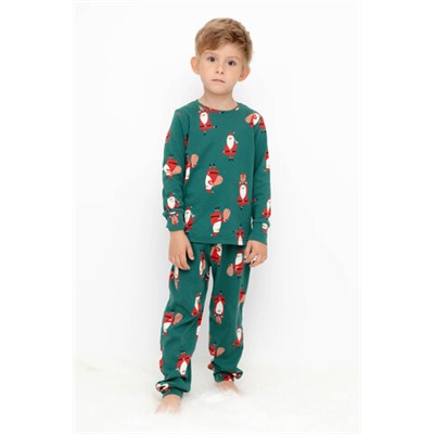 Пижама  для мальчика  К 1552/дед морозы с подарками на тем.зеленом