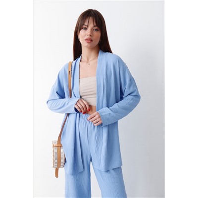 9163 Костюм из кимоно и брюк-палаццо голубой (остаток: 40, 42)
