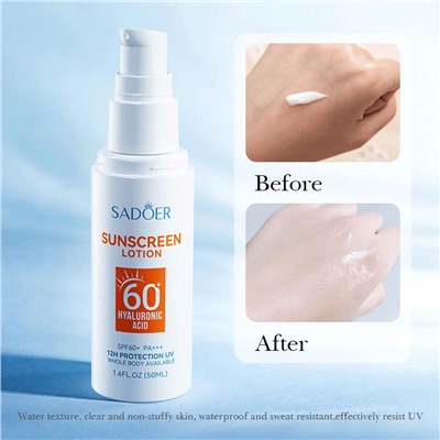 Солнцезащитный крем с гиалуроновой кислотой SADOER SPF 60+