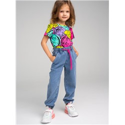 12322299 Брюки текстильные джинсовые для девочек