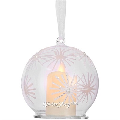 Светящийся шар с композицией Свеча Cozy Flame 10 см, на батарейках (Edelman)