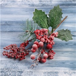 Декор "Зимние грезы" калина красная ягодки в снегу, 24 см