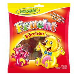 Жевательные конфеты с фруктовым вкусом Woogie Fruit gums bears (Медвежата) 250 гр