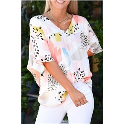 Animal Watercolor Mixed Print Loose Top