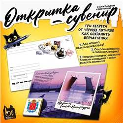 Открытка-сувенир, САНКТ-ПЕТЕРБУРГ. МОСТ, магнит, молочный шоколад, 5 г., TM Prod.Art