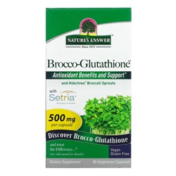 Nature's Answer, Brocco-Glutathione, средство с брокколи и глутатионом, 500 мг, 60 растительных капсул