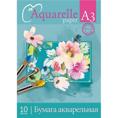 Папка для акварели А3 10л "Акварельные цветы" 180г/м² Апплика С0112-14