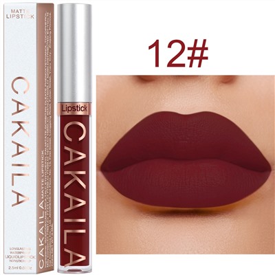 Водостойкая матовая помада для губ CAKAILA longasting Waterproof Liquidlipstick nonstickcup 12