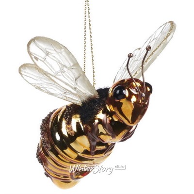 Стеклянная елочная игрушка Пчела Люсьетта 5 см, подвеска (Goodwill)