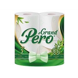 Туалетная бумага GrahdPero зеленый чай 3сл 4 рул. в 12 тр.уп белый цв. с прокрасом 1909