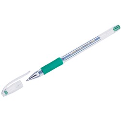Ручка гелевая Crown "Hi-Jell Grip" зеленая, 0,5мм,