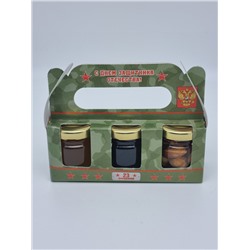 184 Подарочный набор  мёд акациевый, с орехами, каштановый «23 Февраля»