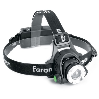 Фонарь налобный Feron TH2305 ZOOM c аккумулятором 5W, 2х18650 IP44 пластик/алюминий