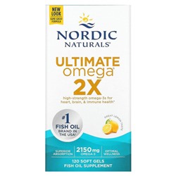 Nordic Naturals, Ultimate Omega 2X, со вкусом лимона, 1075 мг, 120 капсул