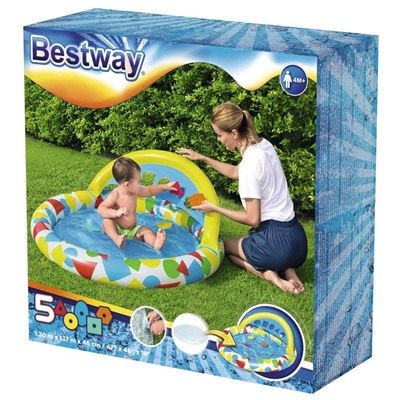 Бассейн надувной детский Splash & Learn, 120 x 117 x 46 см, с навесом, 52378 Bestway